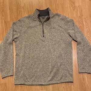 Eddie Bauer Heathered Gray Zip-Up Sweater